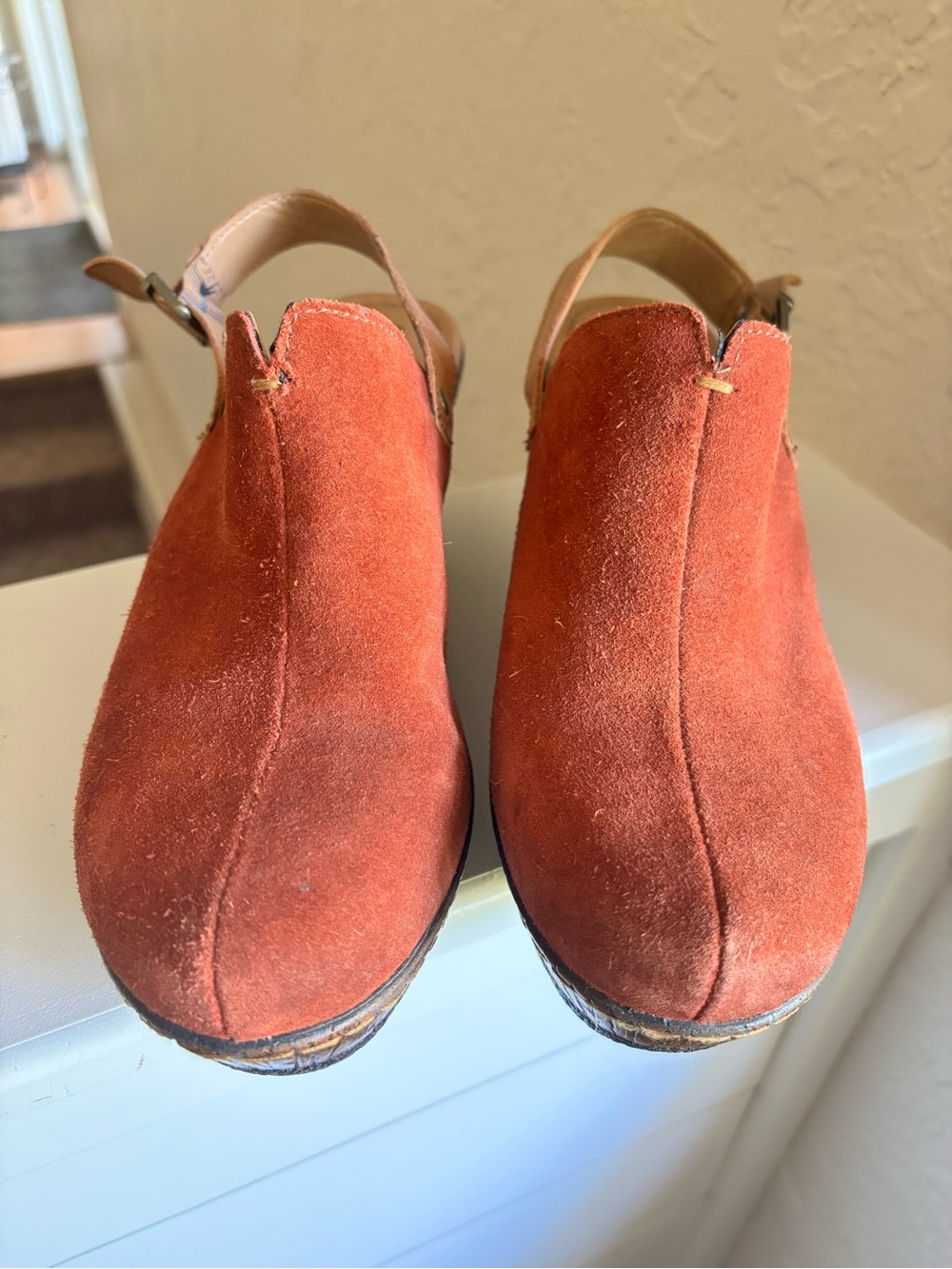 Born Boc Picante Rust Suede May Slingback Platform Wedge 8 - Picture 4 of 9